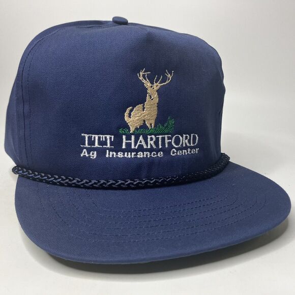 Vtg ITT Hartford Ag Insurance Center Trucker Farmer Hat Cap Embroidered Snapback - Picture 1 of 9